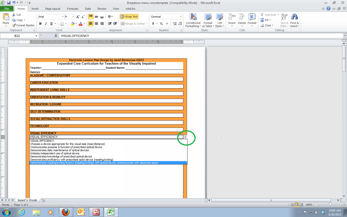 Lesson Plan Template for Aligning Activities with the ECC for Students Who Are Blind or Visually